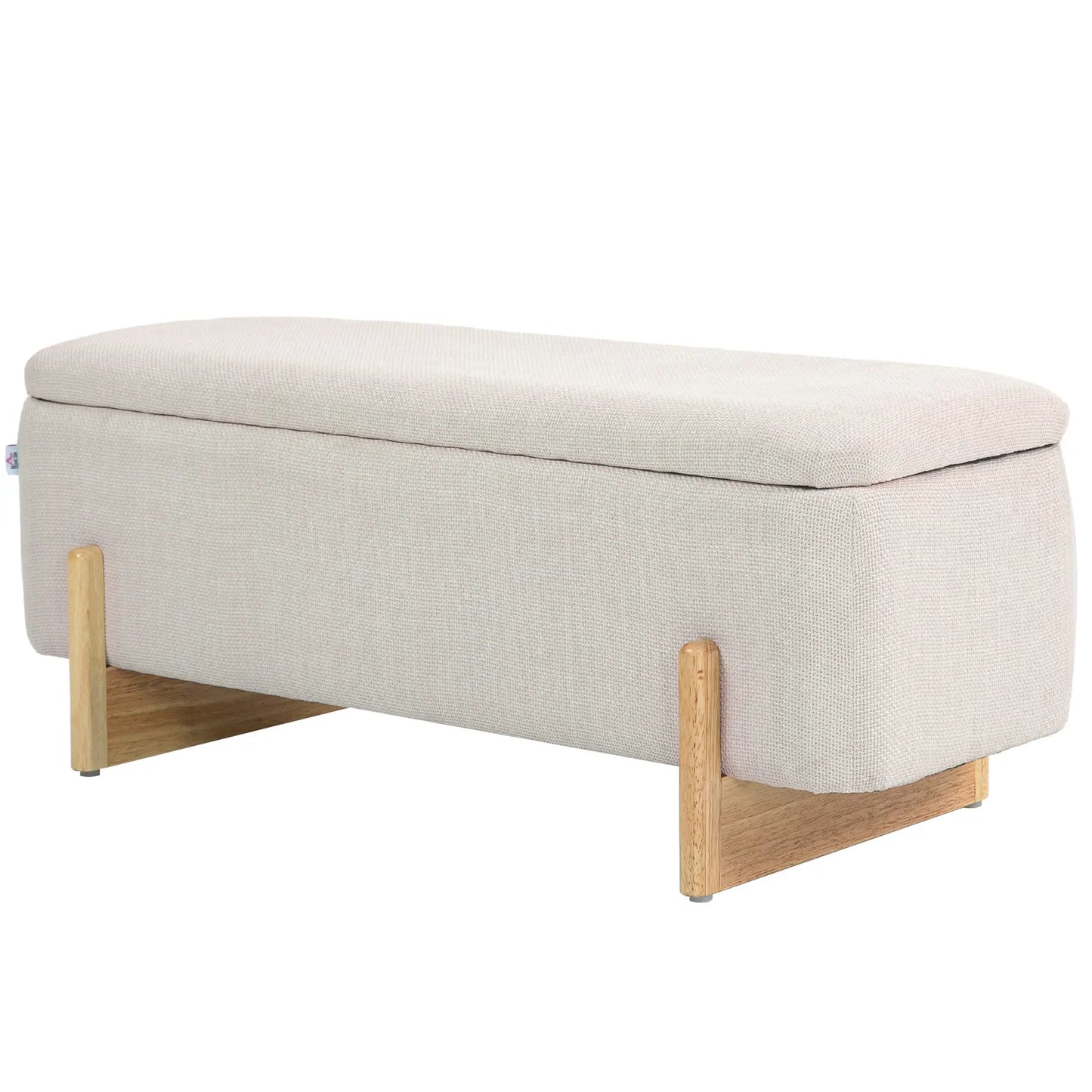 Linen-Look Storage Ottoman Bench, Cream White, Cream White Storage Ottomans & Benches Cream at Gallery Canada