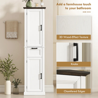65" Tall Bathroom Storage Cabinet, Freestanding Farmhouse Slim, White Freestanding Bathroom Cabinets at Gallery Canada