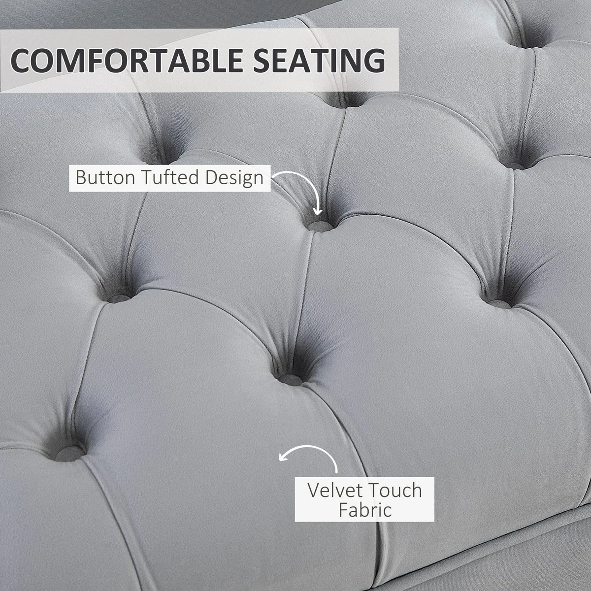 Upholstered End of Bed Bench with Button Tufted, Grey Storage Ottomans & Benches at Gallery Canada