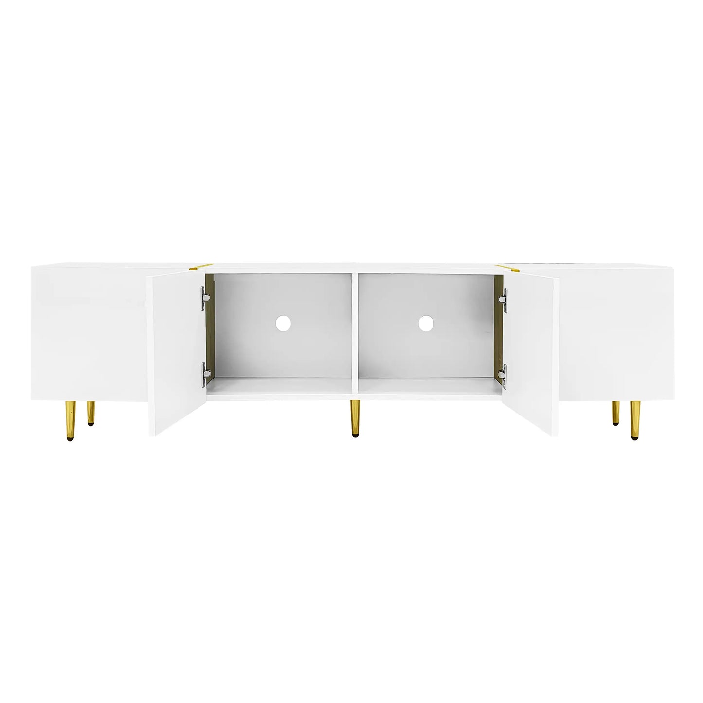 Modern TV Stand, 4 Doors, Soft-Close Hinges, 67" L x 13.5" W x 18" H, White TV Stands at Gallery Canada