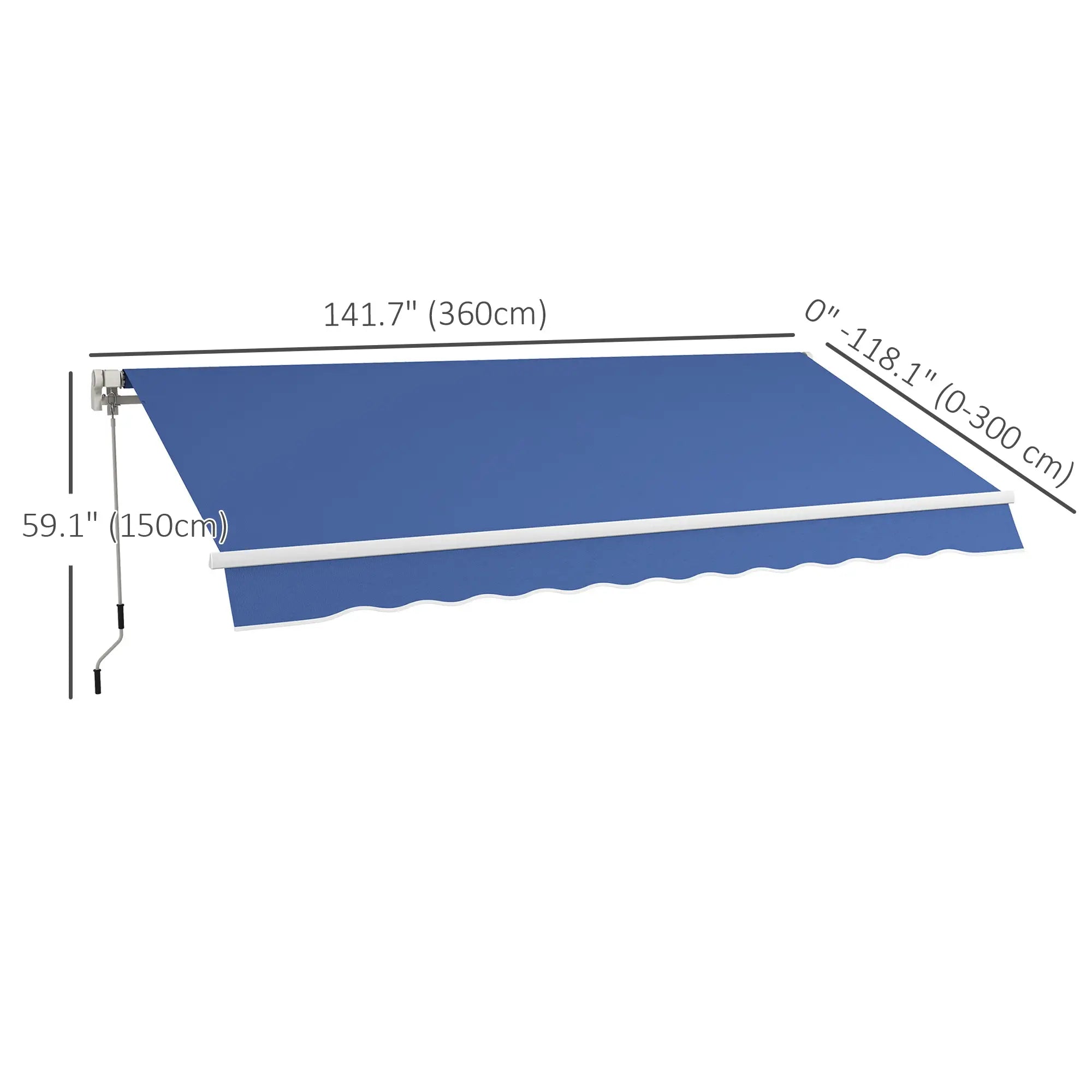 12' x 10' Manual Retractable Awning, Adjustable Sunshade, Dark Blue Patio Awnings at Gallery Canada