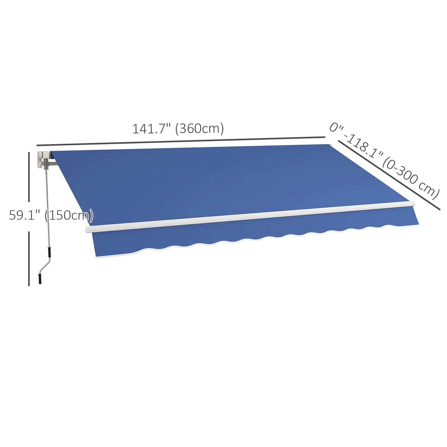 12' x 10' Manual Retractable Awning, Adjustable Sunshade, Dark Blue Patio Awnings at Gallery Canada