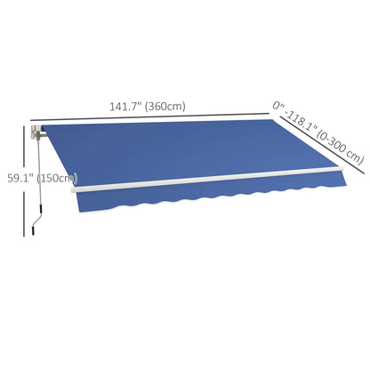 12' x 10' Manual Retractable Awning, Adjustable Sunshade, Dark Blue Patio Awnings at Gallery Canada
