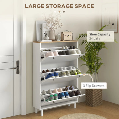 Shoe Storage, 3 Flip Drawers, Adjustable Shelves, 24 Pairs, White Shoe Storage Cabinets & Racks at Gallery Canada