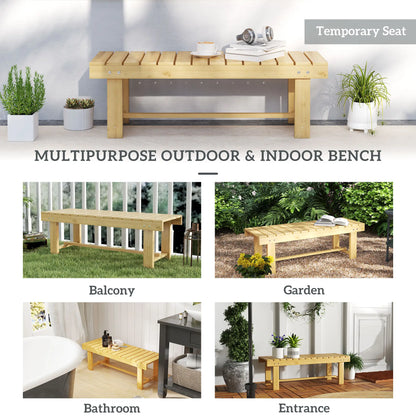 43.25" Outdoor Wood Garden Bench, Backless Patio Loveseat, Natural Outdoor Benches at Gallery Canada