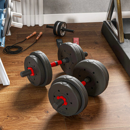 33lbs Adjustable Dumbbell Set, Hand Weights for Fitness, Black and Red Dumbbells & Barbells at Gallery Canada