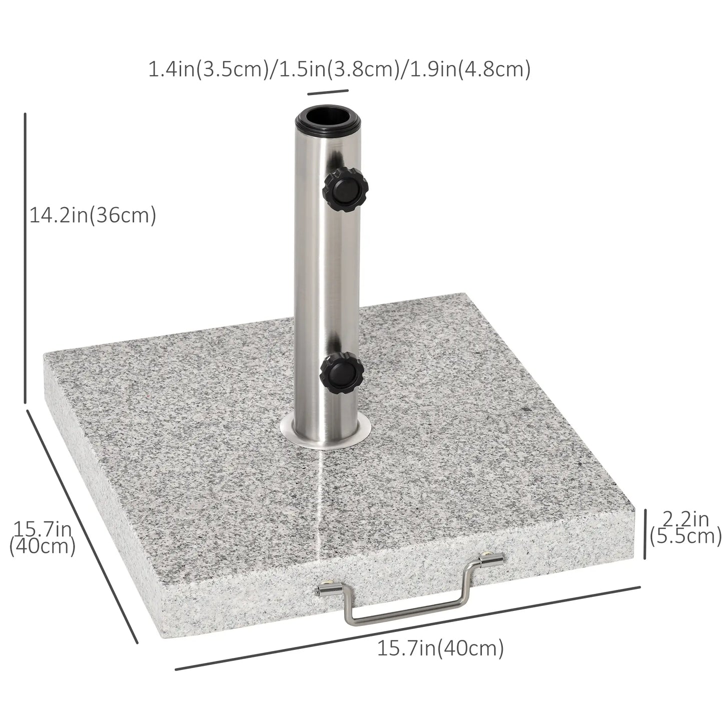 16.5" Marble Umbrella Stand, Heavy Holder Base With Wheels, Grey Umbrella Bases at Gallery Canada