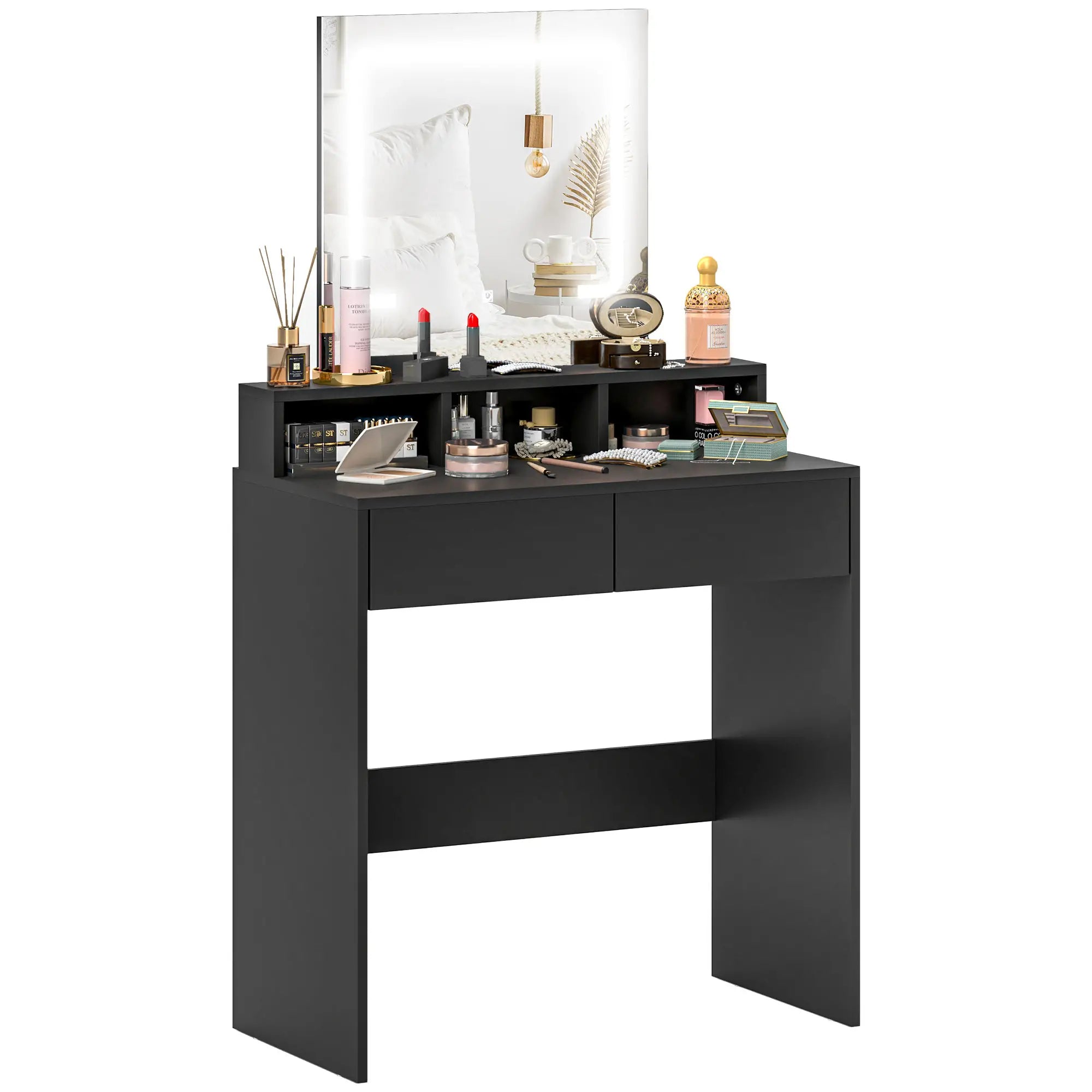 Makeup Vanity Desk with Mirror, LED Lights, Drawers, Black Dressing & Vanity Tables at Gallery Canada