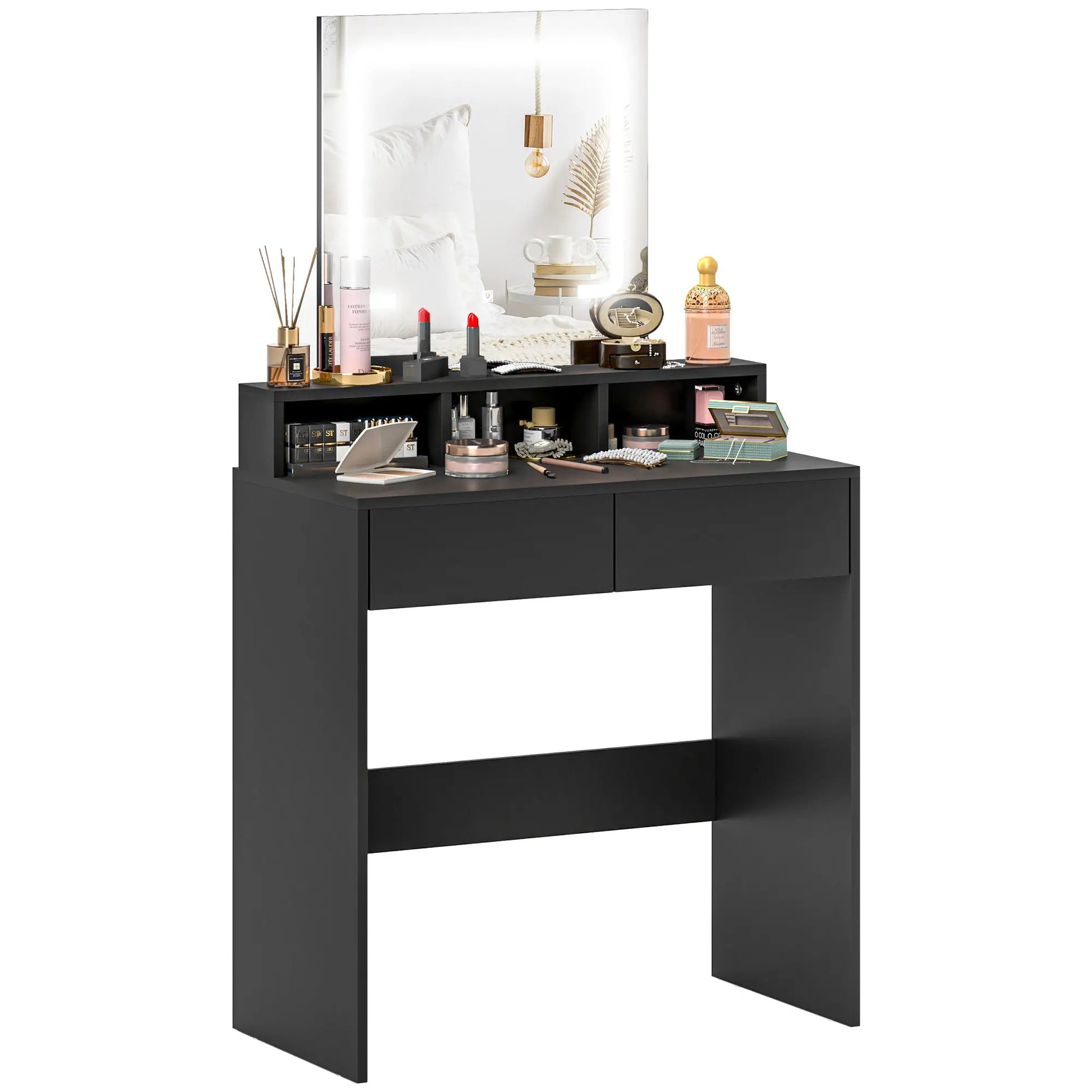 Makeup Vanity Desk with Mirror, LED Lights, Drawers, Black Dressing & Vanity Tables at Gallery Canada