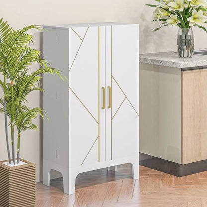 44" Storage Cabinet, 2-Door Kitchen Pantry, 4-Tier Shelving, 8 Spice Racks