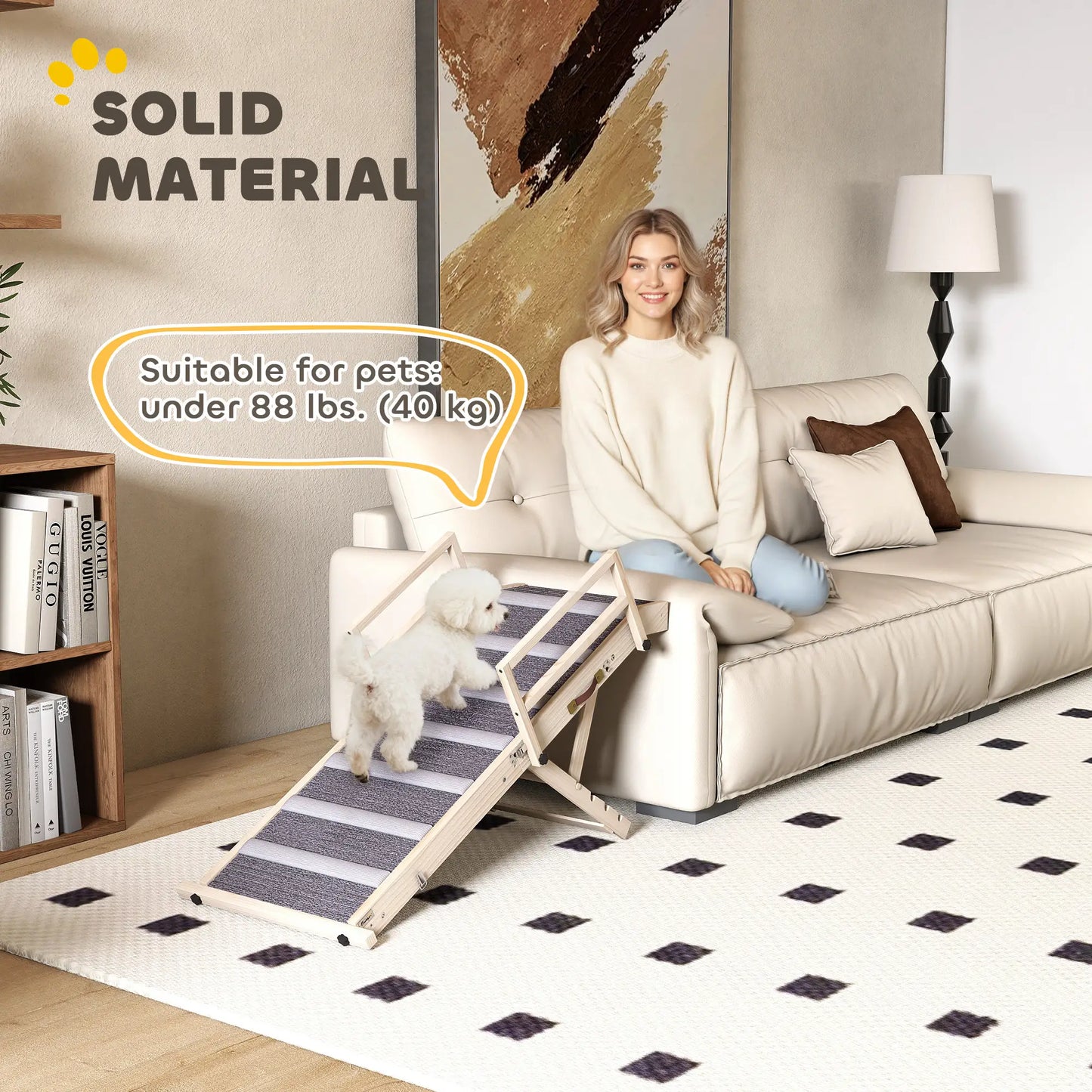 Rampe pliante pour chien, 4 hauteurs réglables de 15" à 19", avec garde-corps latéraux