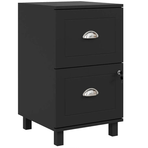 2-Drawer Small Filing Cabinet, Lockable, Adjustable Hanging Bars, Black