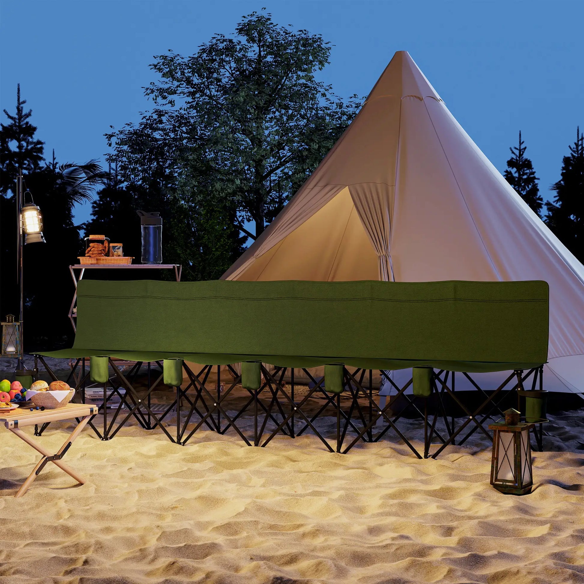 6 Seat Folding Camping Chair, Cup Holder, Carrying Case, Dark Green Picnic Tables & Camping Chairs at Gallery Canada