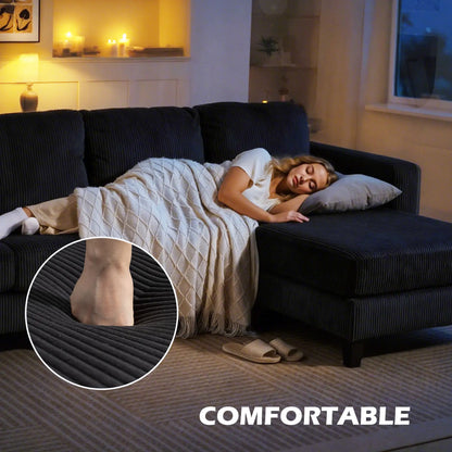 L Shaped Couch with Chaise Lounge, Spring Cushion, Charcoal Grey 3-Seater Sofas at Gallery Canada