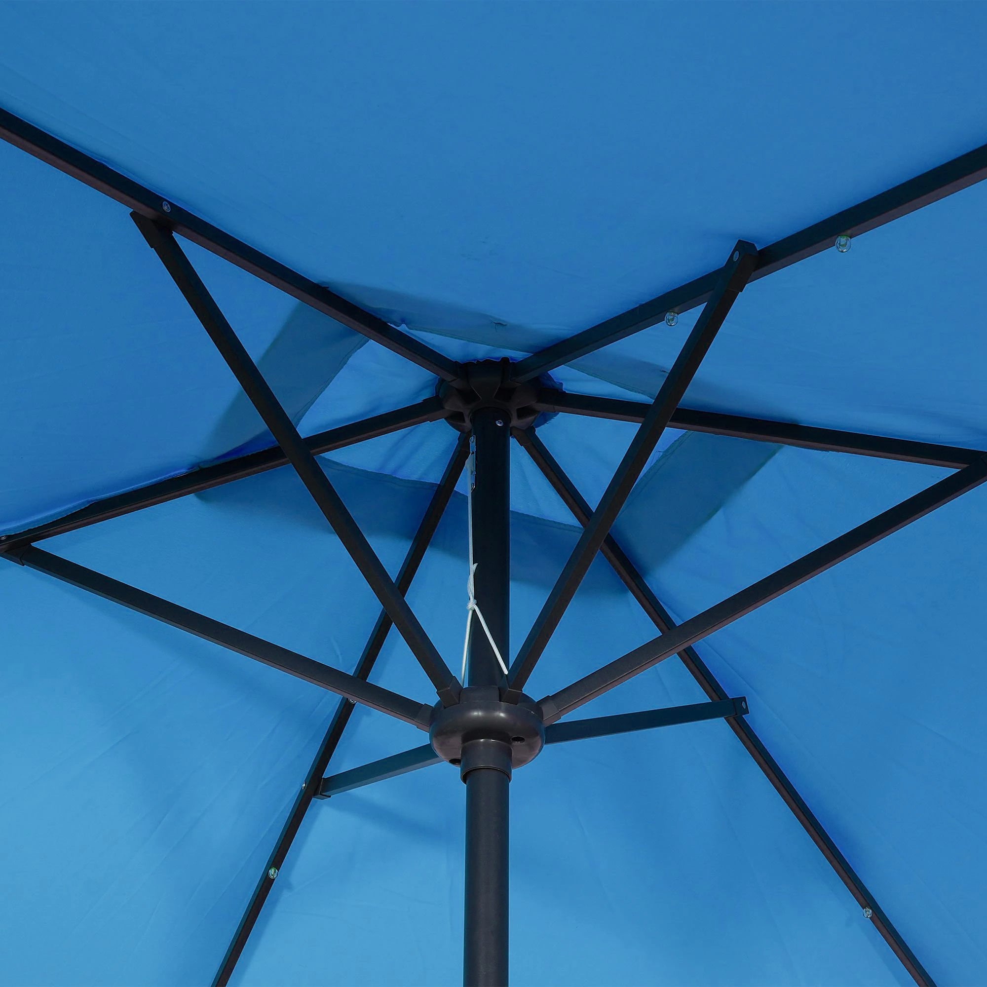 6' x 10' Rectangular Patio Umbrella, 22 LED Solar Lights, Tilt, Crank, Light Blue Sun Umbrellas at Gallery Canada