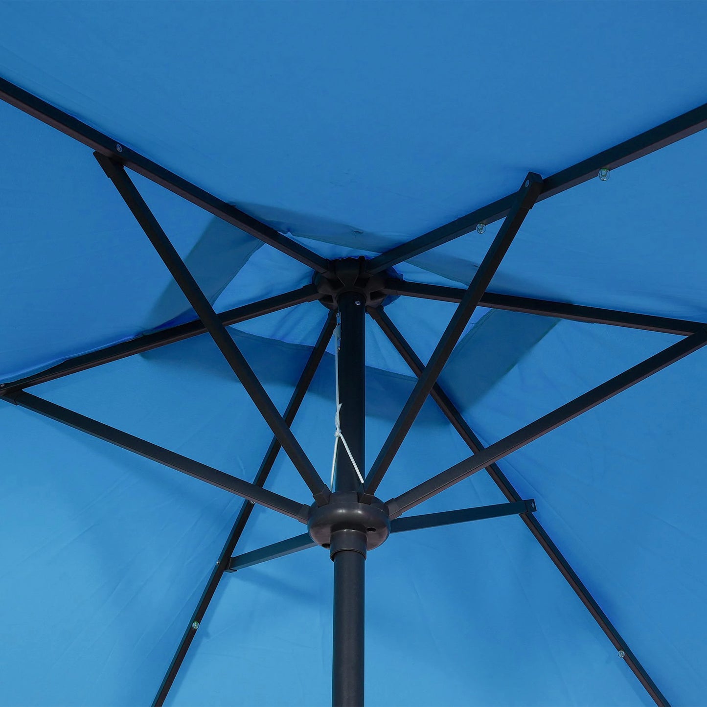 6' x 10' Rectangular Patio Umbrella, 22 LED Solar Lights, Tilt, Crank, Light Blue Sun Umbrellas at Gallery Canada