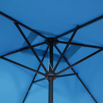6' x 10' Rectangular Patio Umbrella, 22 LED Solar Lights, Tilt, Crank, Light Blue Sun Umbrellas at Gallery Canada