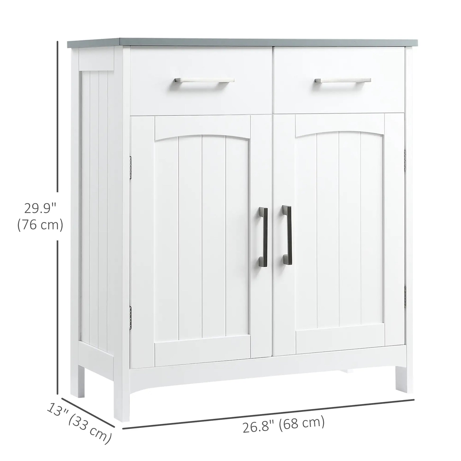 Freestanding Bathroom Cabinet, 2 Drawers, Double Doors, Adjustable Shelf, White Bathroom Cabinets at Gallery Canada