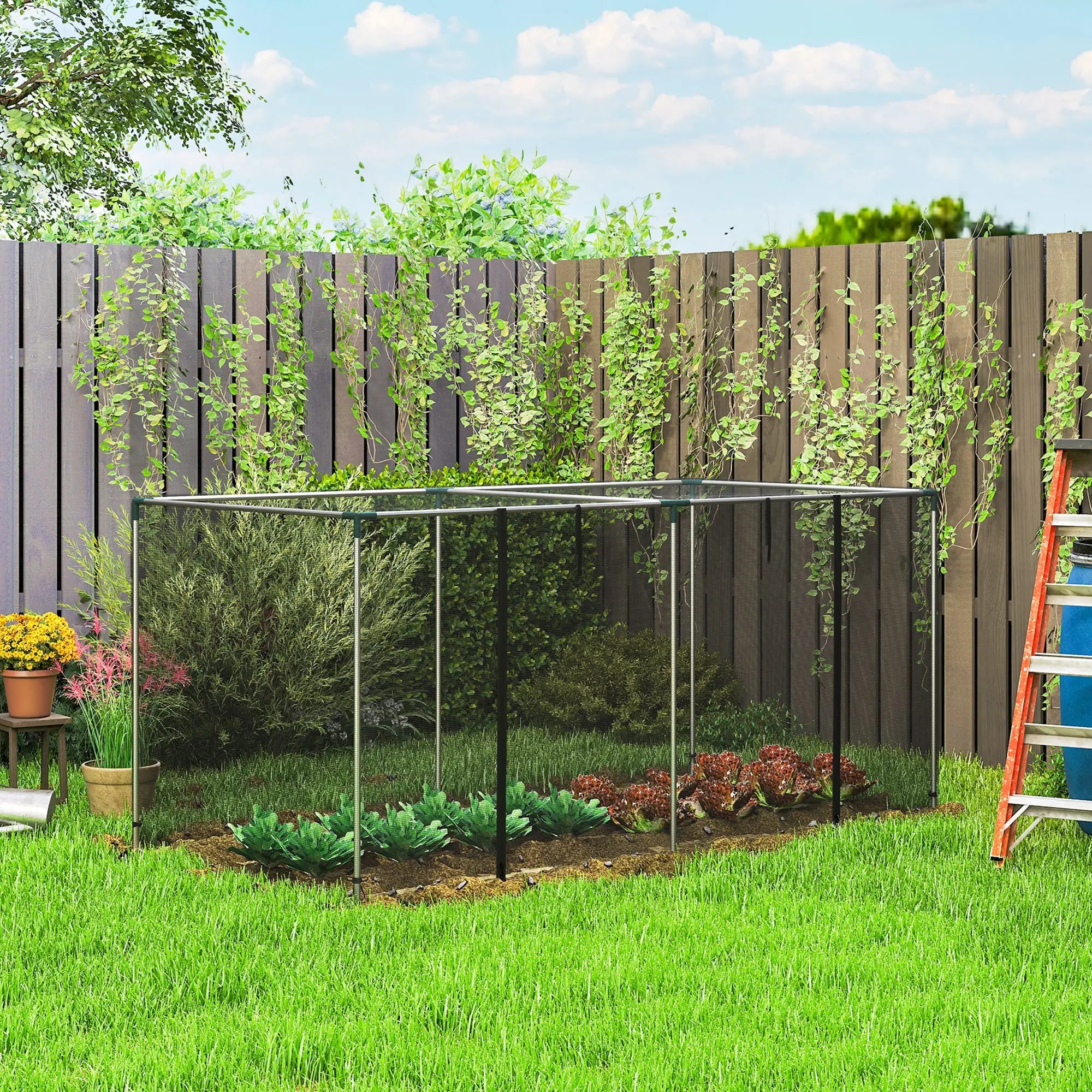 Galvanized Steel Crop Cage, Plant Protection Tent, 8' x 4', Black Greenhouses at Gallery Canada
