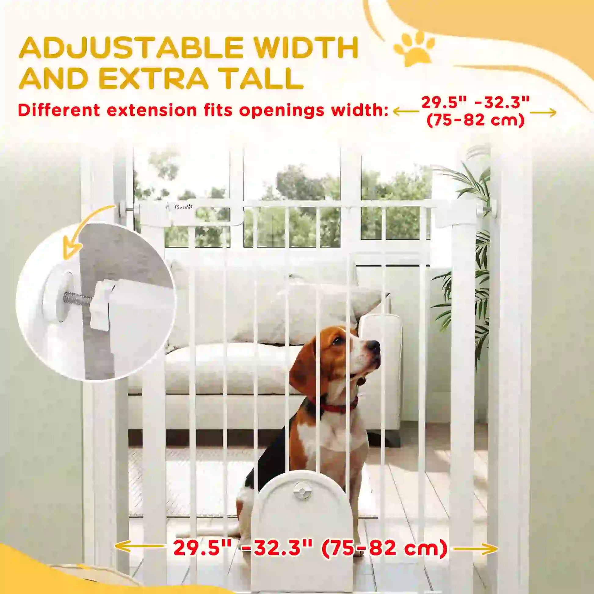 30"-32" Extra Wide Pet Gate, 35"H, Small Door, White Houses, Kennels & Pens at Gallery Canada