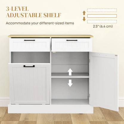 Hidden Garbage Bin Cabinet, Tilt Out Trash, 2 Drawers, White Bar Cabinets at Gallery Canada