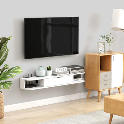 47 Inch Floating TV Stand, Wall Mounted Media Console, White TV Stands at Gallery Canada
