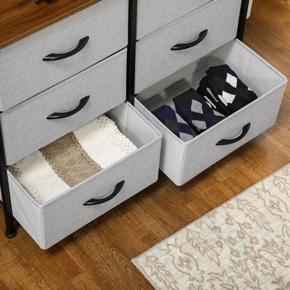 6 Drawer Dresser, Fabric Chest, Steel Frame, Wood Grain Top, Grey Storage Cabinets at Gallery Canada