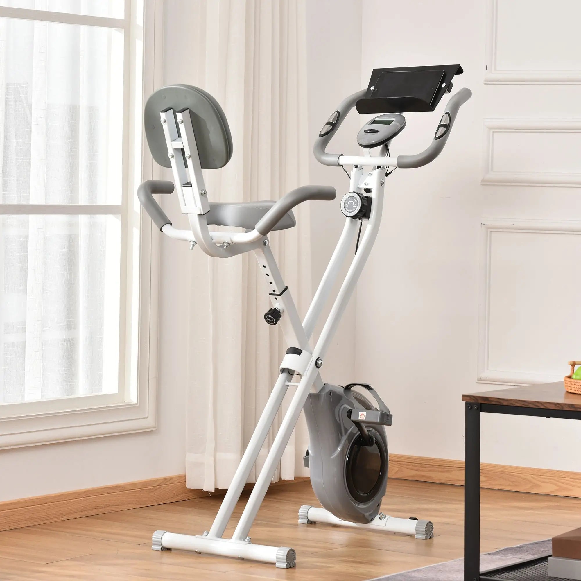 Folding Exercise Bike, 8-Level Magnetic Resistance, LCD Monitor, Grey Exercise & Stationary Bikes at Gallery Canada