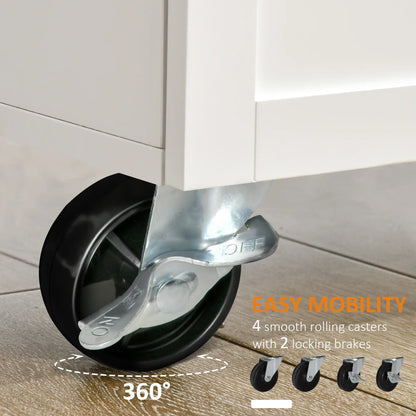 Kitchen Cart with Storage, Bamboo Countertop, Drawers, White Kitchen Islands & Kitchen Carts at Gallery Canada