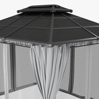 10' X 12' Outdoor Hardtop Gazebo, Double PC Roof, Steel Frame, Grey Gazebos at Gallery Canada