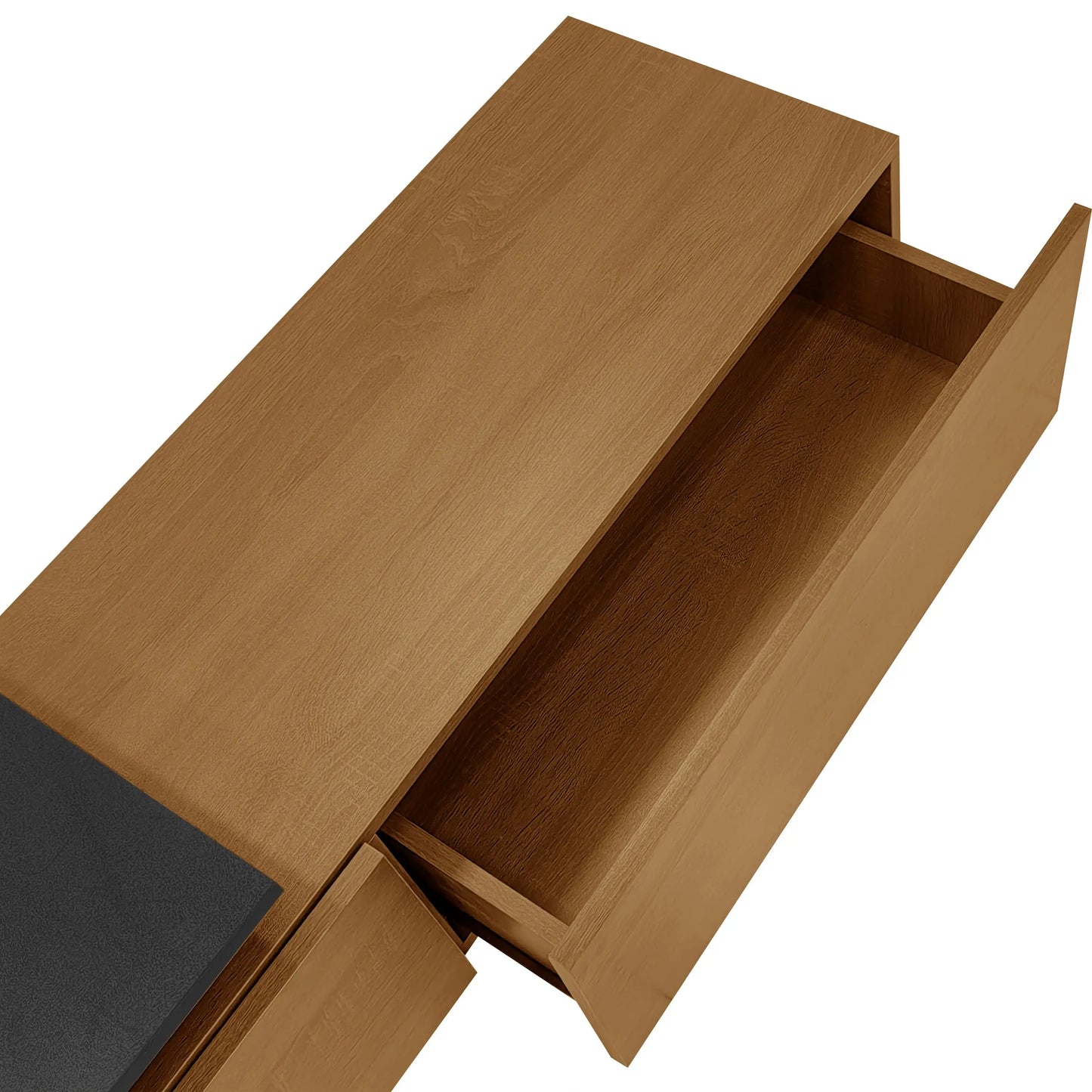 TV Stand With Glass Shelves, LED Lighting, 67" L x 13" W x 13" H, Natural, Black TV Stands at Gallery Canada
