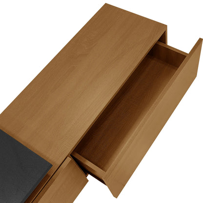 TV Stand With Glass Shelves, LED Lighting, 67" L x 13" W x 13" H, Natural, Black TV Stands at Gallery Canada