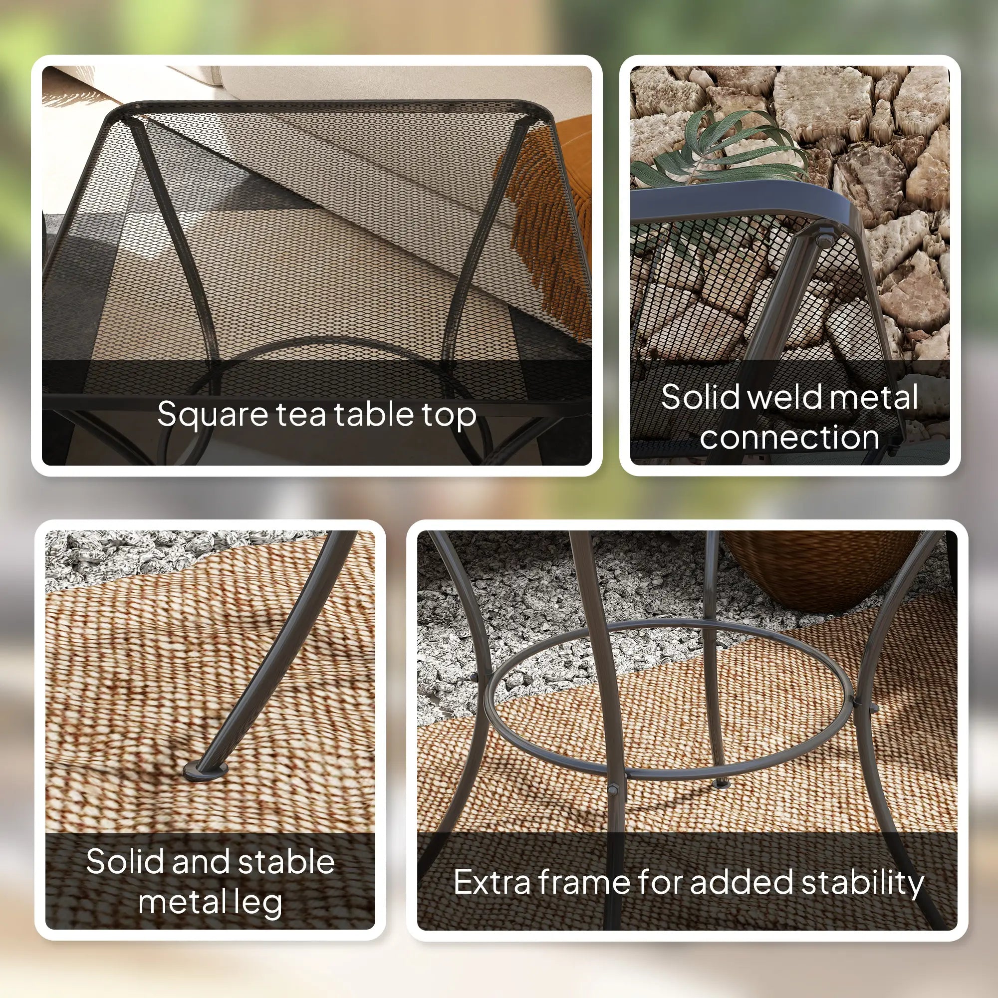 Square Metal Bistro Table, 23.6
