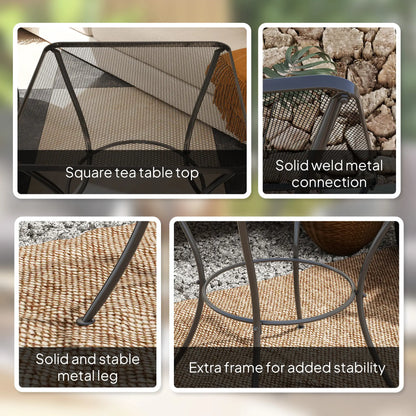 Square Metal Bistro Table, 23.6" x 23.6" x 27.6", Black Patio Side Tables at Gallery Canada