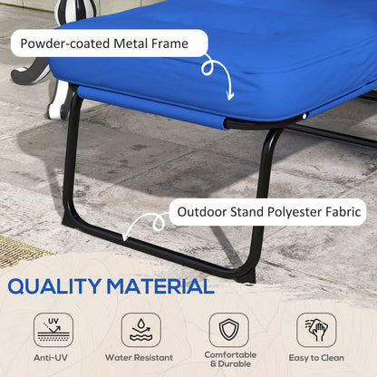 Outdoor Lounge Chair with Padded Cushion, Folding Reclining, Blue