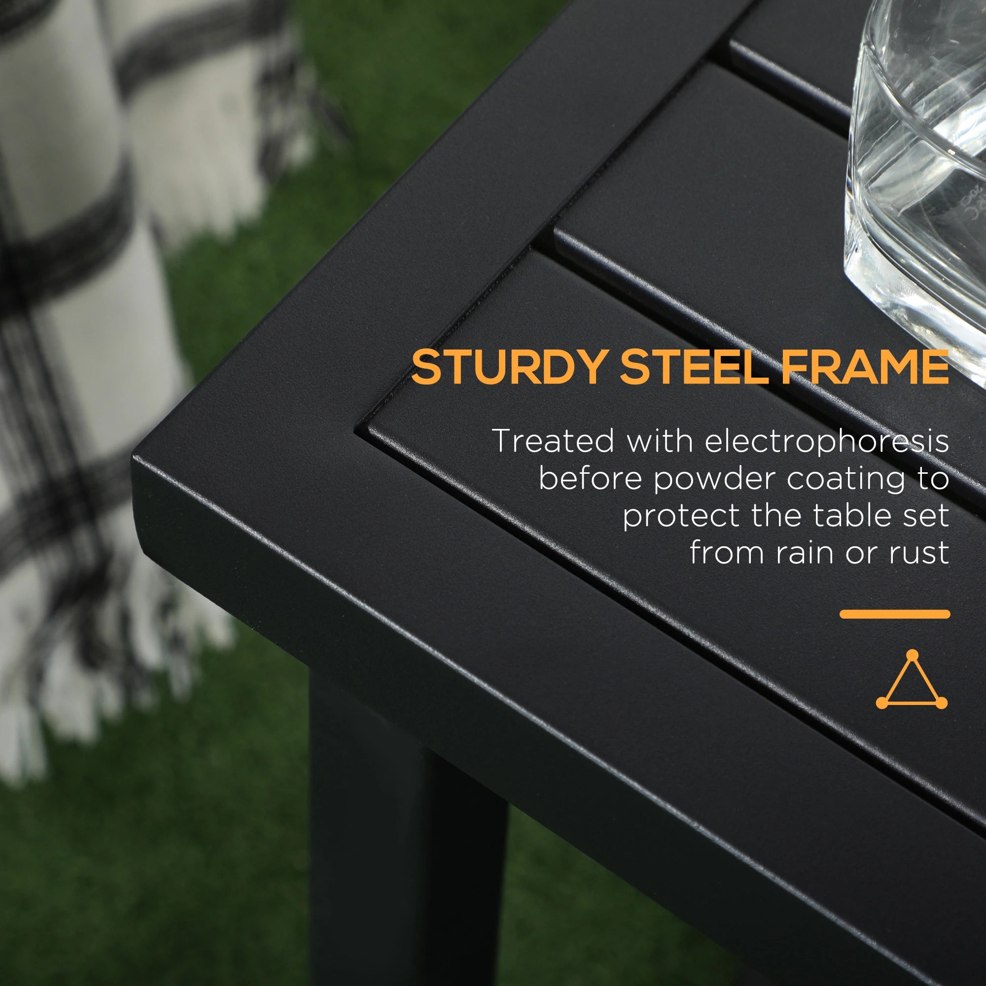 Outdoor Side Table, Patio End Table with Umbrella Hole, Steel Frame, Black Patio Side Tables at Gallery Canada