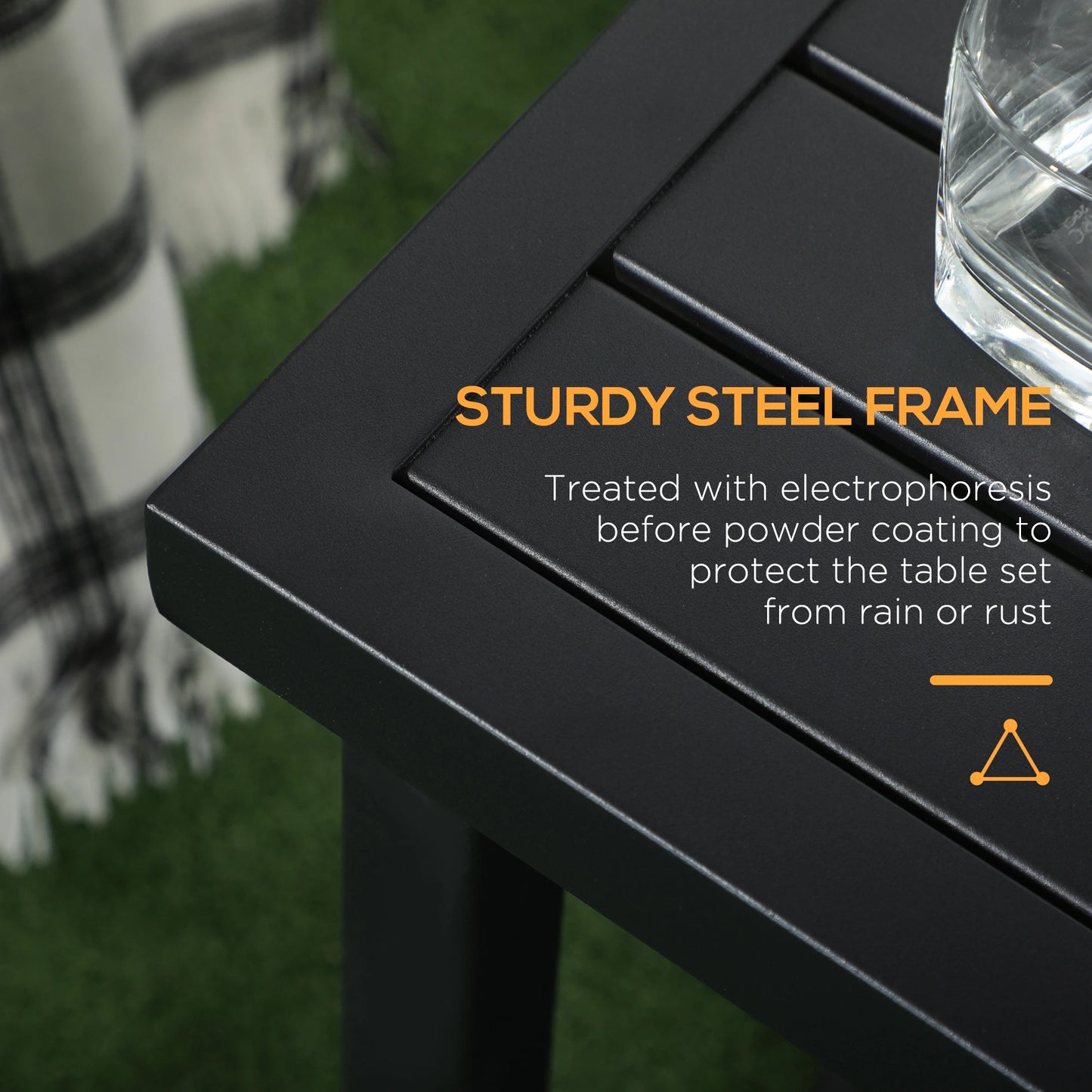 Outdoor Side Table, Patio End Table with Umbrella Hole, Steel Frame, Black Patio Side Tables at Gallery Canada