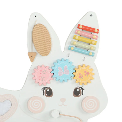 Easter Bunny Busy Board, Wall-Mounted Montessori Toy, White