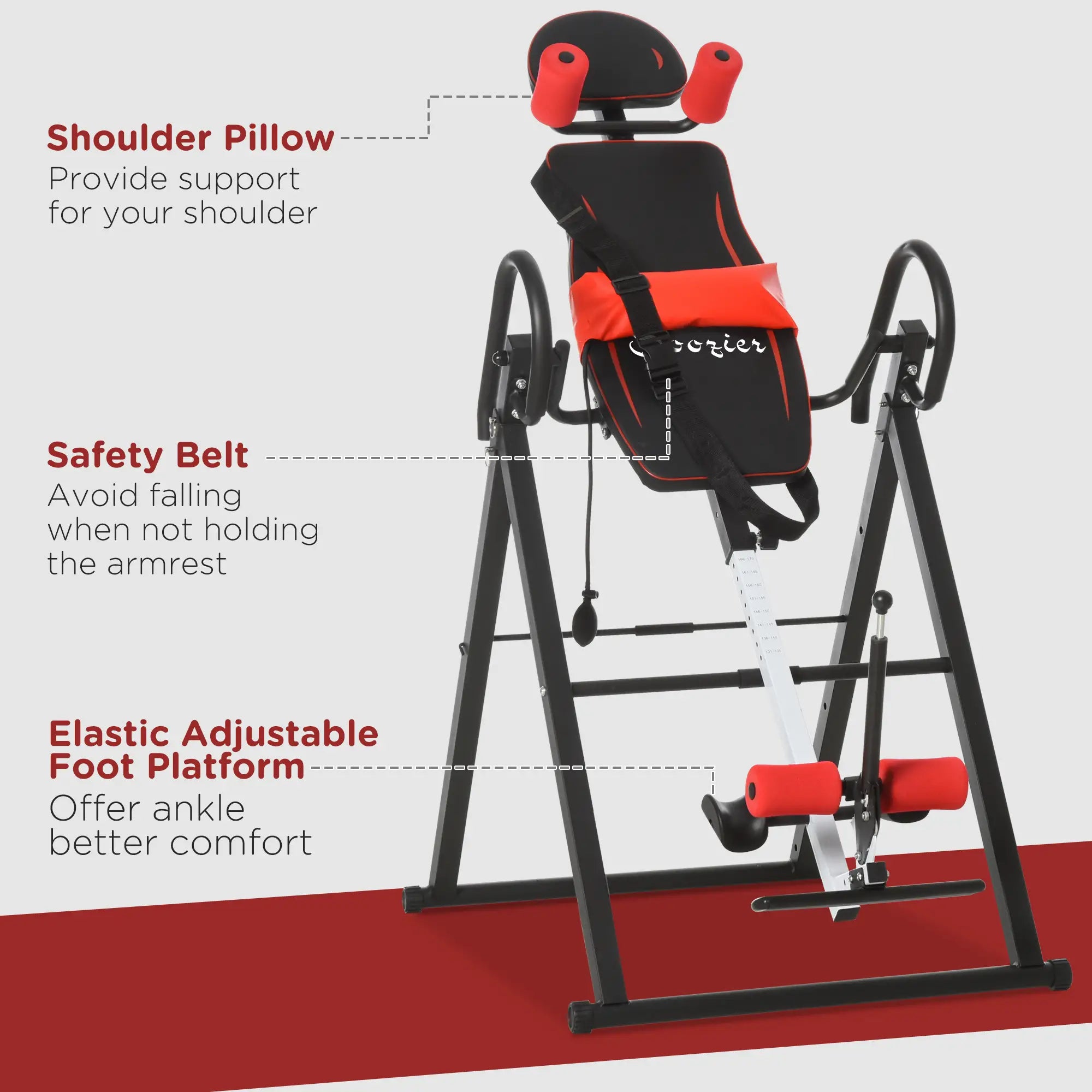 Adjustable Folding Inversion Table, 20°/40°/60°, Safety Belt, Waist Pad Strength Training Equipment at Gallery Canada