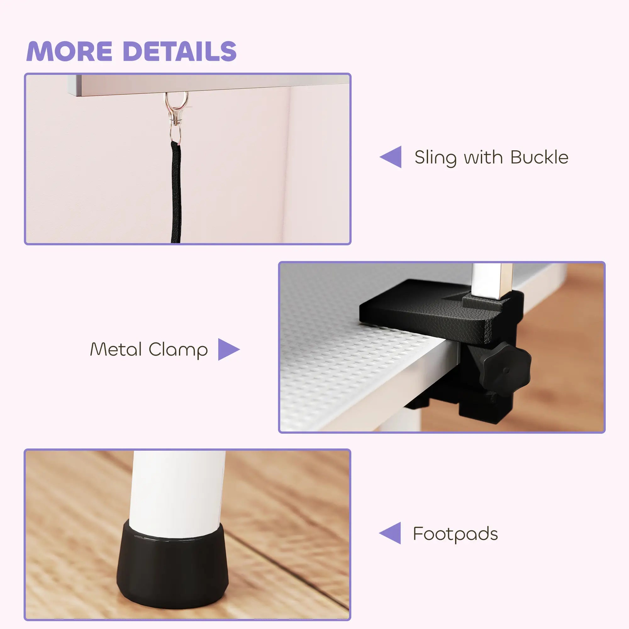 Foldable Pet Grooming Table, Adjustable Arm, Non-Slip Surface, Grey Dog Grooming Tables at Gallery Canada