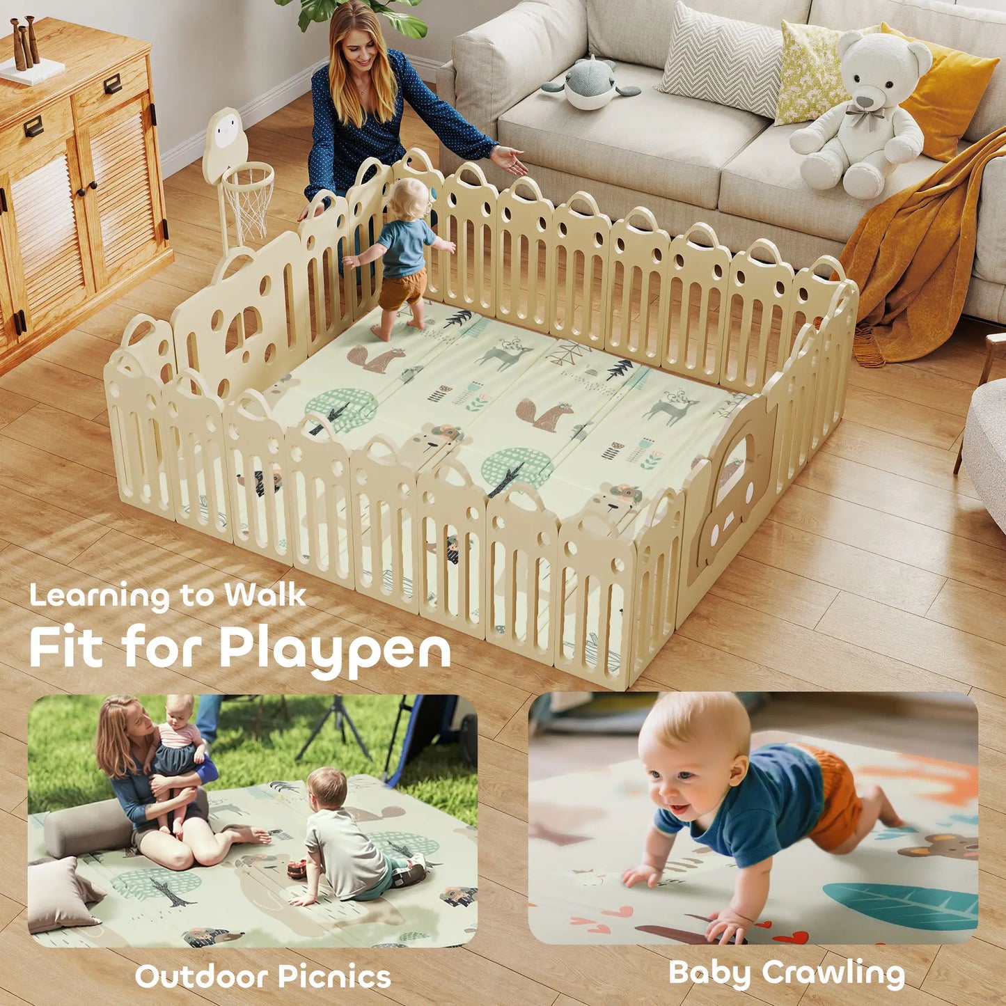 Double Sided Baby Play Mat, Reversible Waterproof, Animal Theme Kids Gym & Playmats at Gallery Canada