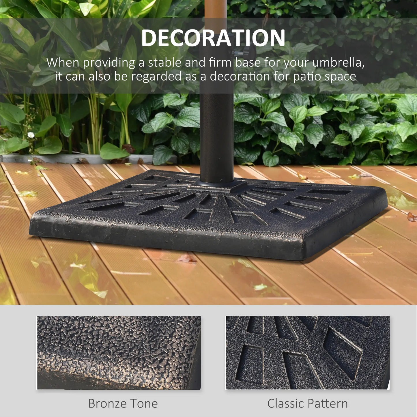 18.5" Square Patio Umbrella Base, Outdoor Resin Stand, Bronze Umbrella Bases at Gallery Canada