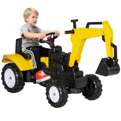 Kids Ride on Tractor, Pedal Excavator Toy for 3 Year Old, Yellow Toy Excavators Yellow at Gallery Canada