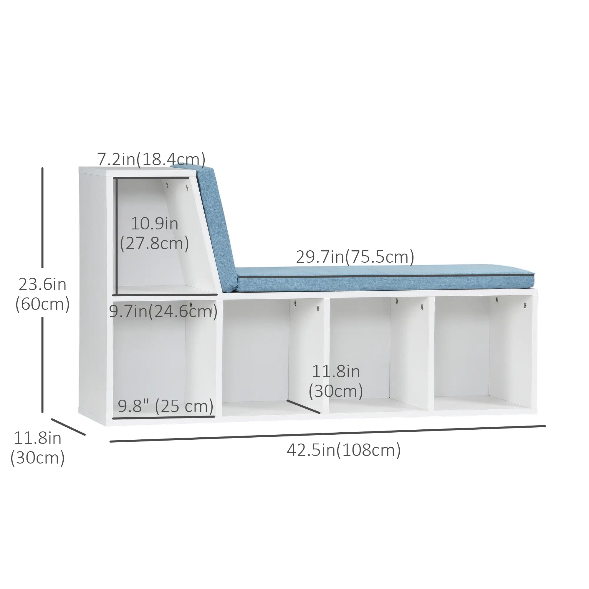 5-Cube Bookshelf with Storage, Cushioned Reading Nook, Blue Small Bookshelves at Gallery Canada