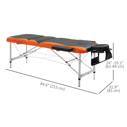 85 Foldable Massage Table, 3 Section, Salon SPA Facial Couch Bed, Black/Orange Portable Massage Tables at Gallery Canada