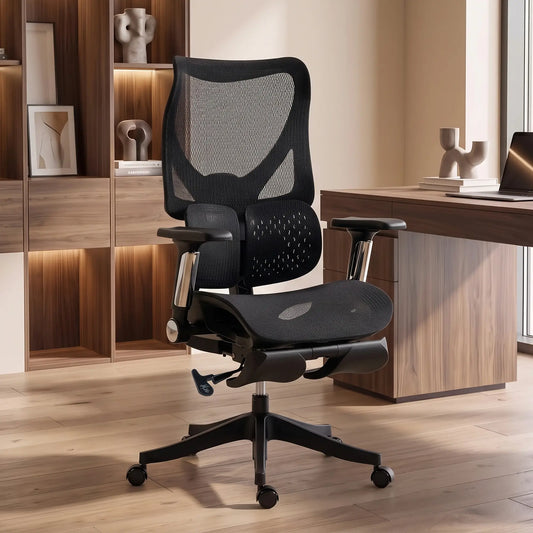 Ergonomic Office Chair, Mesh Reclining Desk Chair, Black Executive & Manager Chairs Black at Gallery Canada