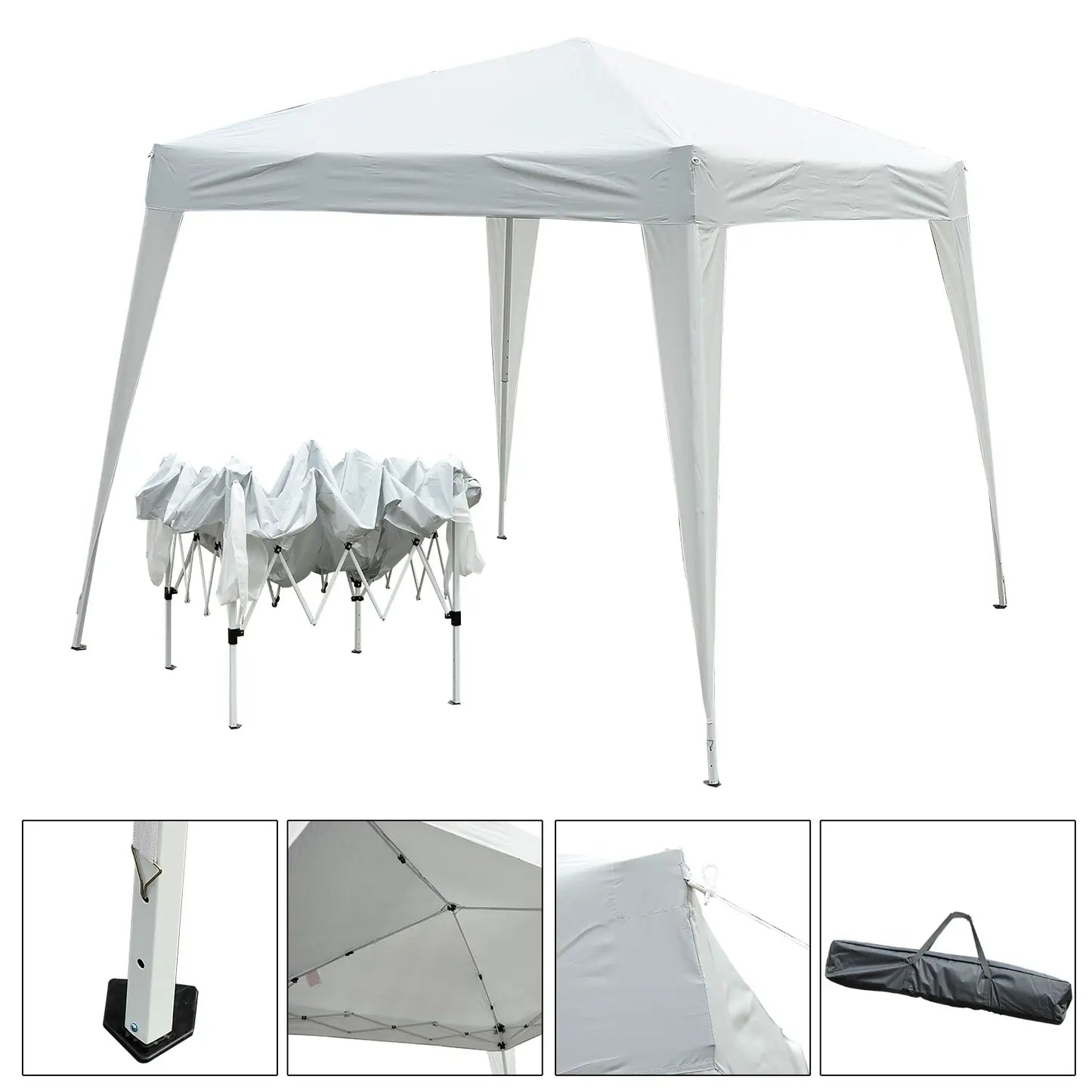 10' Folding Pop-Up Garden Gazebo, Transport Bag, White Pop Up Canopies at Gallery Canada