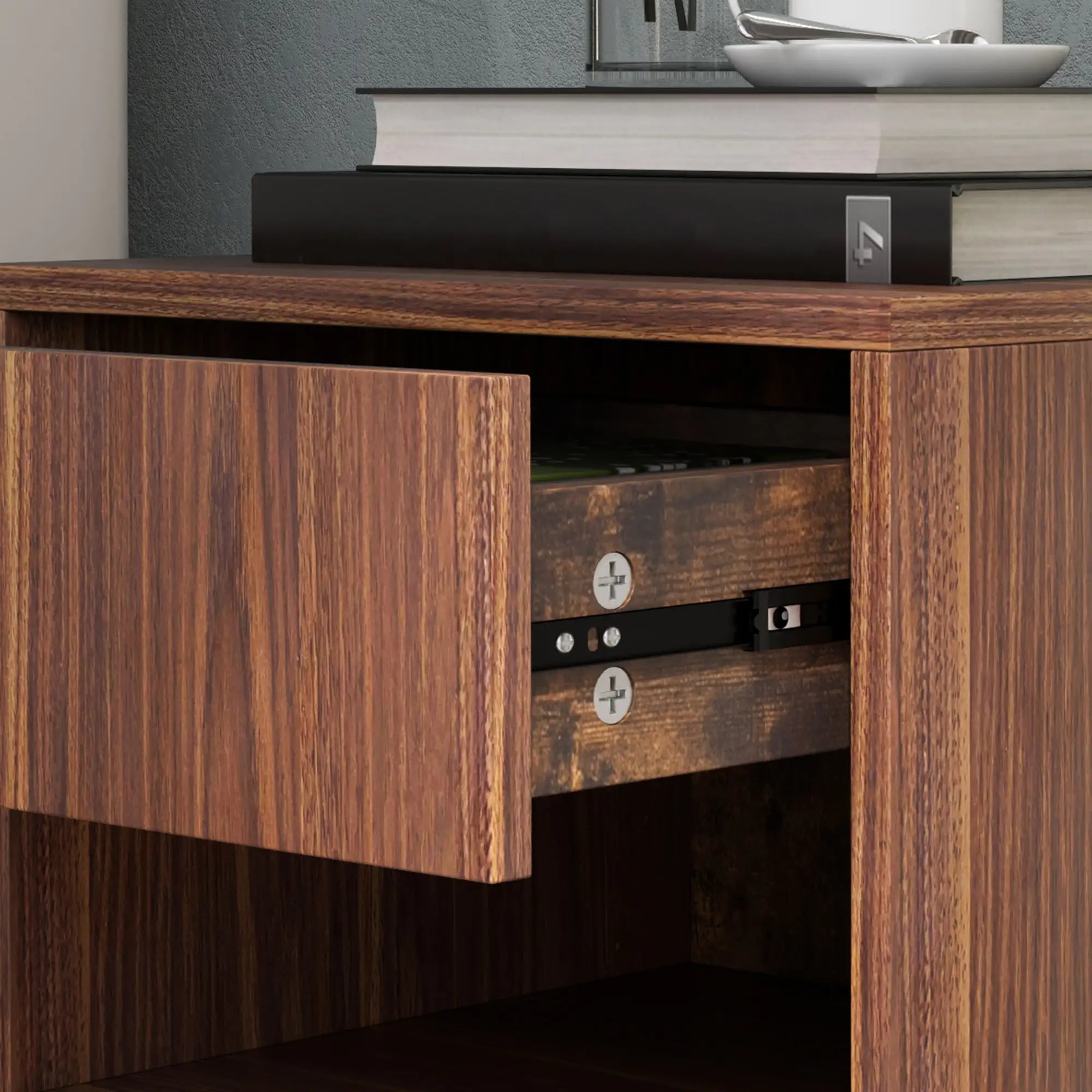 Floating Nightstand Set of 2, Wall Mounted, Brown Bedside Tables at Gallery Canada