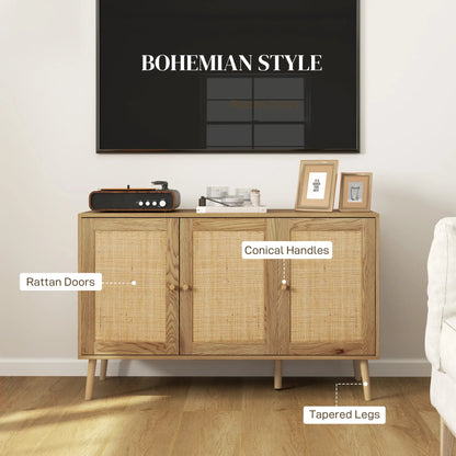 Bohemian Sideboard, Rattan Doors, Adjustable Shelf, Natural Wood Storage Cabinets at Gallery Canada