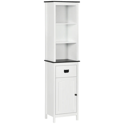 Tall Bathroom Storage Cabinet, Floor Standing with Drawer, Adjustable Shelf, White Bathroom Cabinets White at Gallery Canada